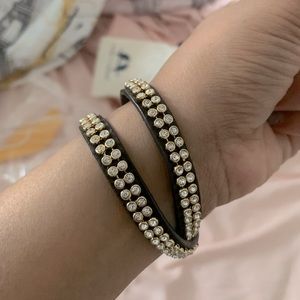 Crystal Studded Leather Bracelet